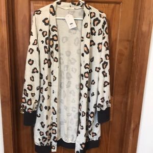 Leopard print cardigan NWT size L